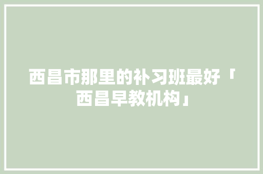 西昌市那里的补习班最好「西昌早教机构」 母婴育儿