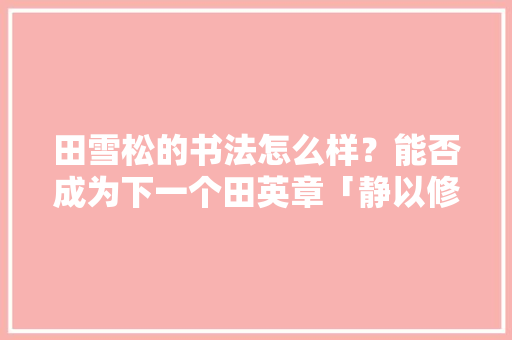 田雪松的书法怎么样？能否成为下一个田英章「静以修身感悟」 田雪松的书法怎么样？能否成为下一个田英章「静以修身感悟」 美体修身