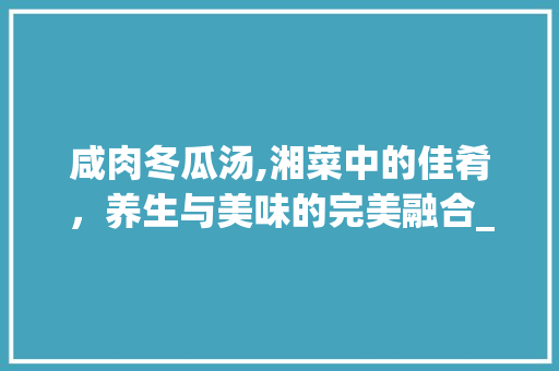 咸肉冬瓜汤,湘菜中的佳肴，养生与美味的完美融合_咸肉冬瓜汤是湘菜吗