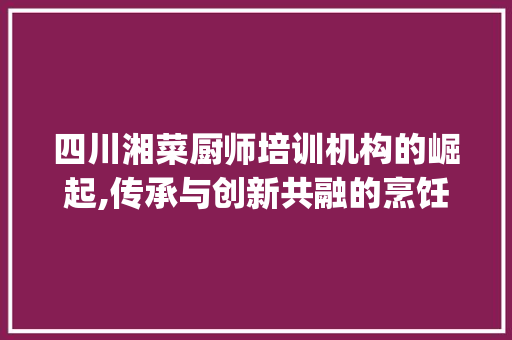 四川湘菜厨师培训机构的崛起,传承与创新共融的烹饪艺术殿堂(四川湘菜厨师培训机构)