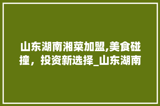 山东湖南湘菜加盟,美食碰撞，投资新选择_山东湖南湘菜加盟有哪些