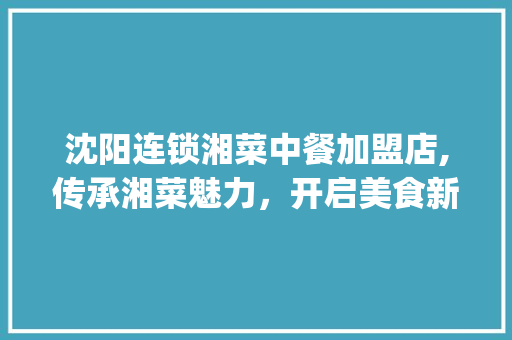 沈阳连锁湘菜中餐加盟店,传承湘菜魅力，开启美食新篇章_沈阳连锁湘菜中餐加盟店