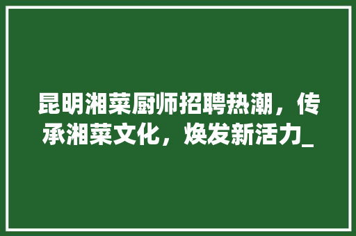 昆明湘菜厨师招聘热潮，传承湘菜文化，焕发新活力_昆明湘菜厨师最新招聘消息