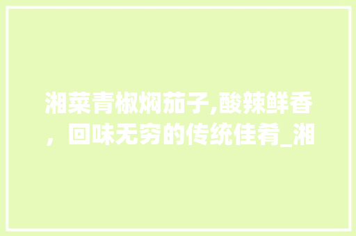 湘菜青椒焖茄子,酸辣鲜香，回味无穷的传统佳肴_湘菜青椒焖茄子的做法