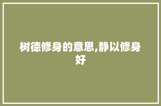 树德修身的意思,静以修身好 树德修身的意思,静以修身好 婚姻情感