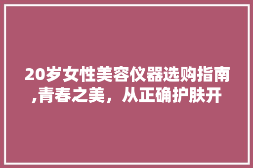 20岁女性美容仪器选购指南,青春之美，从正确护肤开始