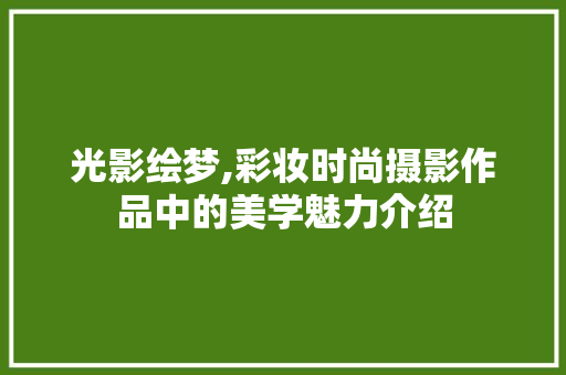 光影绘梦,彩妆时尚摄影作品中的美学魅力介绍