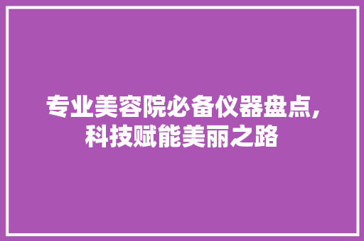 专业美容院必备仪器盘点,科技赋能美丽之路 母婴育儿