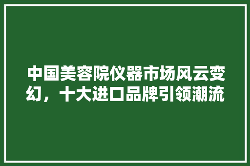 中国美容院仪器市场风云变幻，十大进口品牌引领潮流
