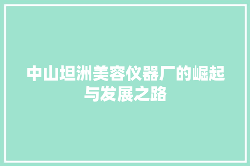 中山坦洲美容仪器厂的崛起与发展之路