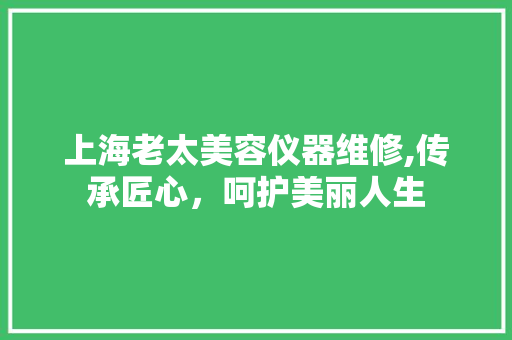 上海老太美容仪器维修,传承匠心，呵护美丽人生 母婴育儿