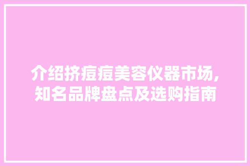 介绍挤痘痘美容仪器市场,知名品牌盘点及选购指南 饮食大全