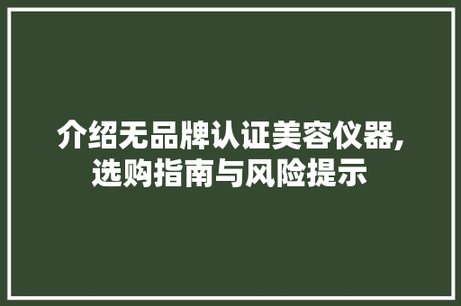 介绍无品牌认证美容仪器,选购指南与风险提示 综合便民