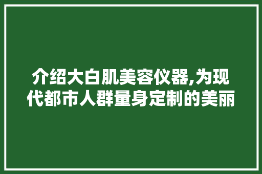 介绍大白肌美容仪器,为现代都市人群量身定制的美丽解决方法
