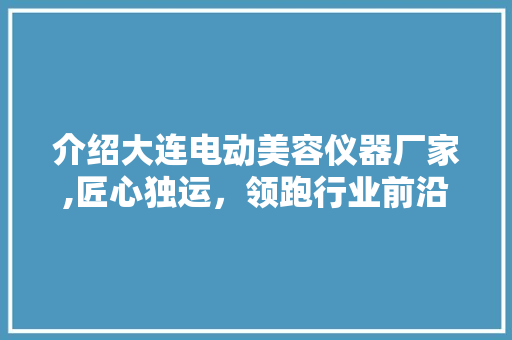 介绍大连电动美容仪器厂家,匠心独运，领跑行业前沿 美体修身