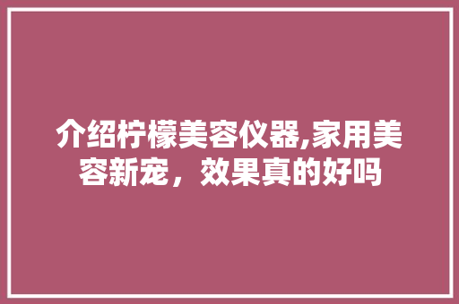 介绍柠檬美容仪器,家用美容新宠，效果真的好吗 美体修身