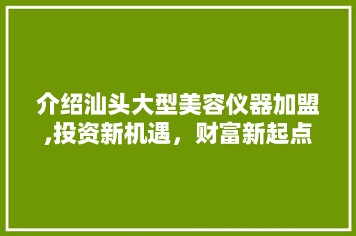 介绍汕头大型美容仪器加盟,投资新机遇，财富新起点 综合便民