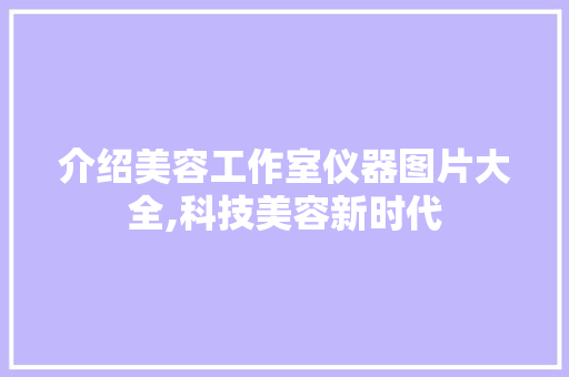 介绍美容工作室仪器图片大全,科技美容新时代
