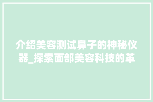 介绍美容测试鼻子的神秘仪器_探索面部美容科技的革命