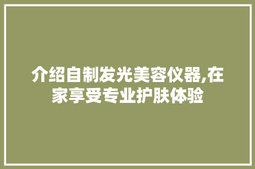 介绍自制发光美容仪器,在家享受专业护肤体验