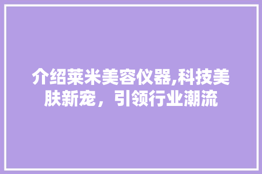 介绍莱米美容仪器,科技美肤新宠，引领行业潮流