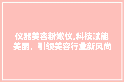仪器美容粉嫩仪,科技赋能美丽，引领美容行业新风尚