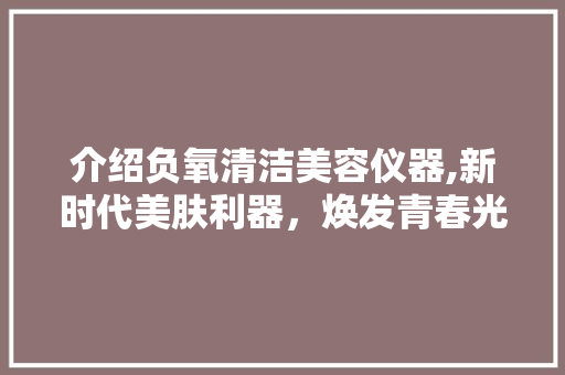 介绍负氧清洁美容仪器,新时代美肤利器，焕发青春光彩 综合便民