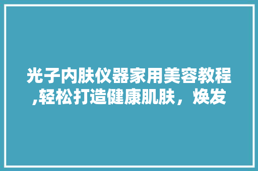 光子内肤仪器家用美容教程,轻松打造健康肌肤，焕发青春光彩 母婴育儿