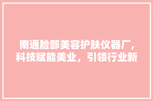 南通脸部美容护肤仪器厂,科技赋能美业，引领行业新风尚