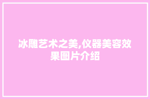 冰雕艺术之美,仪器美容效果图片介绍
