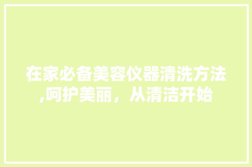在家必备美容仪器清洗方法,呵护美丽，从清洁开始