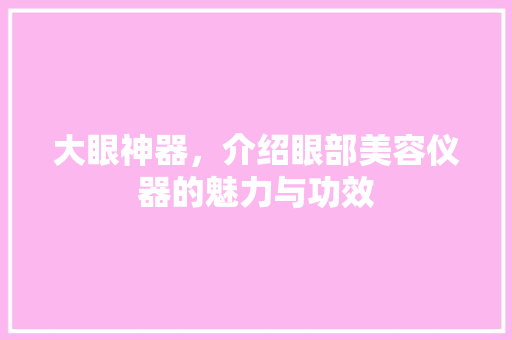 大眼神器，介绍眼部美容仪器的魅力与功效