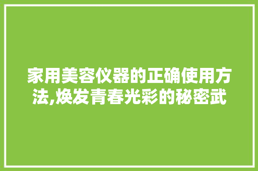 家用美容仪器的正确使用方法,焕发青春光彩的秘密武器 家用美容仪器的正确使用方法,焕发青春光彩的秘密武器