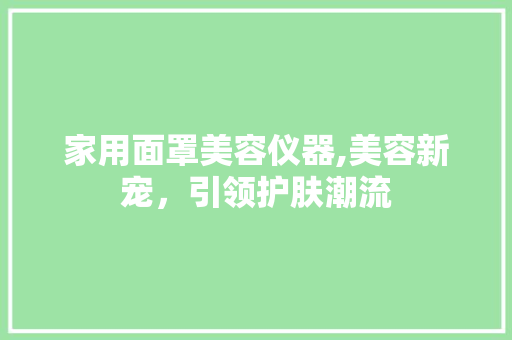家用面罩美容仪器,美容新宠，引领护肤潮流 美体修身