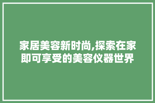 家居美容新时尚,探索在家即可享受的美容仪器世界