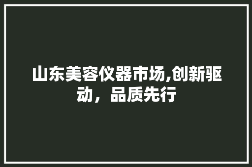 山东美容仪器市场,创新驱动，品质先行 婚姻情感