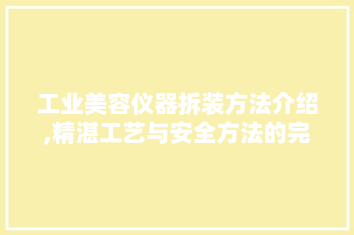 工业美容仪器拆装方法介绍,精湛工艺与安全方法的完美结合