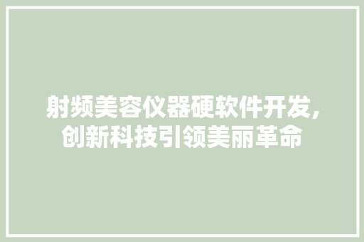 射频美容仪器硬软件开发,创新科技引领美丽革命