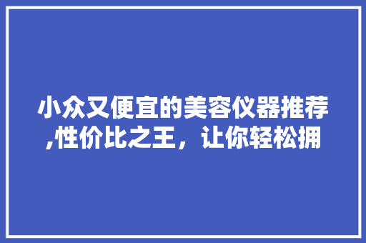 小众又便宜的美容仪器推荐,性价比之王，让你轻松拥有水光肌！ 美体修身