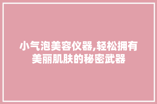 小气泡美容仪器,轻松拥有美丽肌肤的秘密武器 综合便民