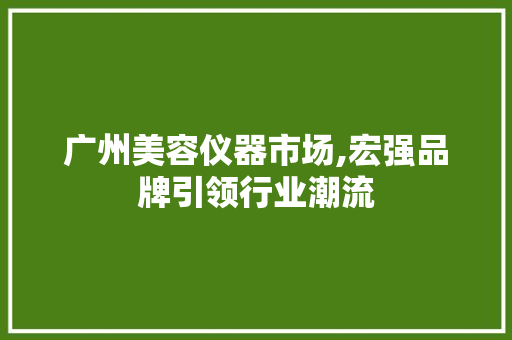 广州美容仪器市场,宏强品牌引领行业潮流 综合便民