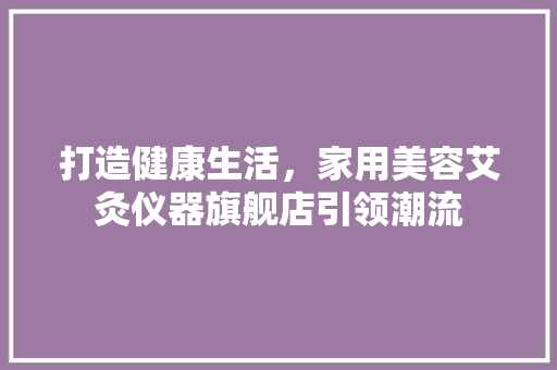 打造健康生活，家用美容艾灸仪器旗舰店引领潮流 母婴育儿