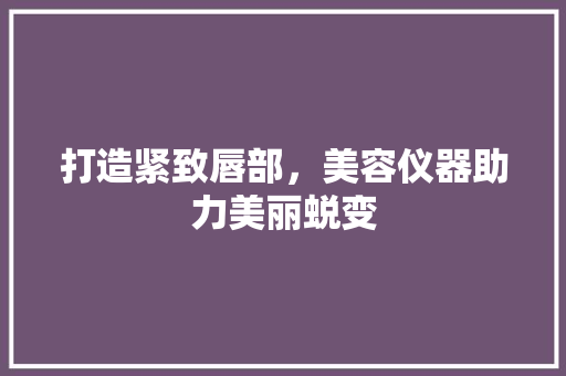 打造紧致唇部，美容仪器助力美丽蜕变 母婴育儿
