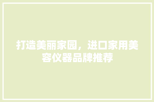 打造美丽家园，进口家用美容仪器品牌推荐