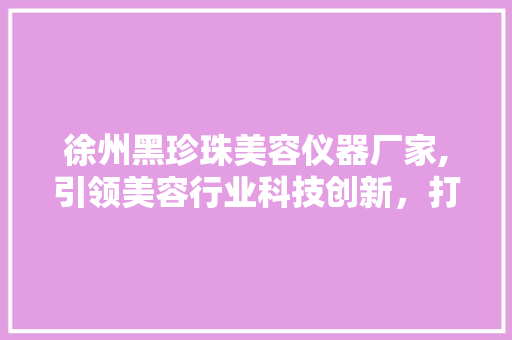 徐州黑珍珠美容仪器厂家,引领美容行业科技创新，打造高品质美容解决方法 美体修身