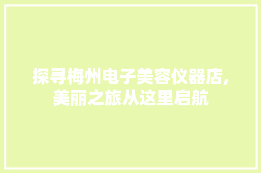探寻梅州电子美容仪器店,美丽之旅从这里启航