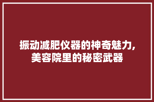 振动减肥仪器的神奇魅力,美容院里的秘密武器 美体修身