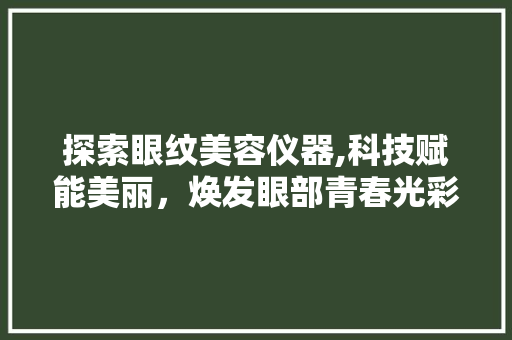 探索眼纹美容仪器,科技赋能美丽，焕发眼部青春光彩