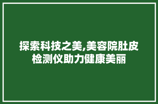 探索科技之美,美容院肚皮检测仪助力健康美丽