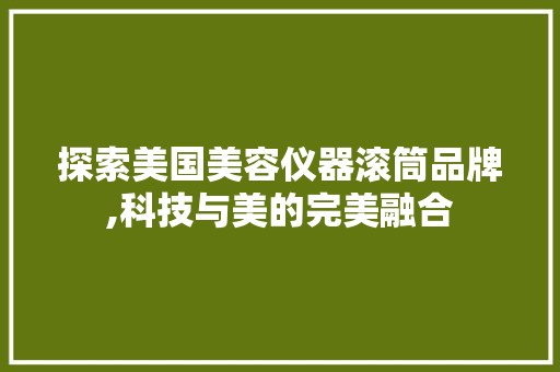 探索美国美容仪器滚筒品牌,科技与美的完美融合
